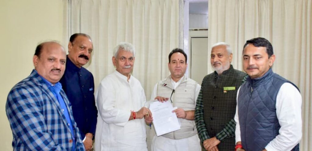 BJP MLAs led by Sunil Sharma meet LG J&K , demand Revocation of MBBS Admission List in SMVDIME