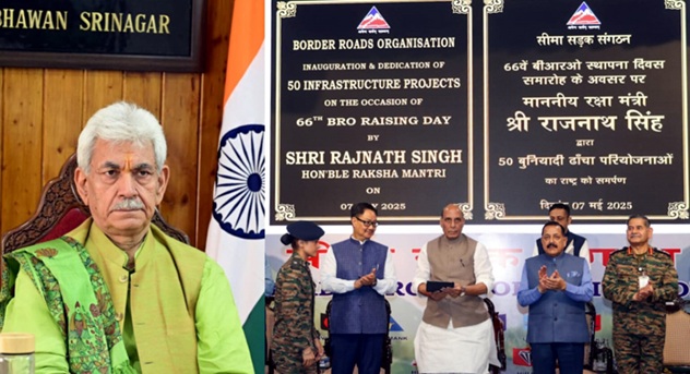 Rajnath Singh dedicates 50 infrastructure projects of BRO ; LG J&K expresses gratitude 