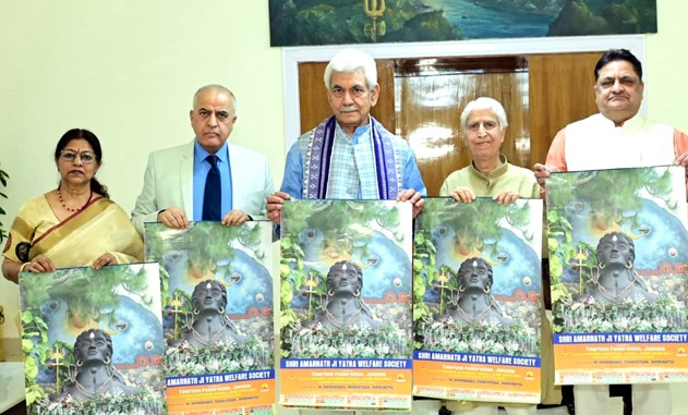 LG Manoj Sinha unveils Saptrishi Calendar, “Shardha Mata’s LED 3D Desktop Pratima”