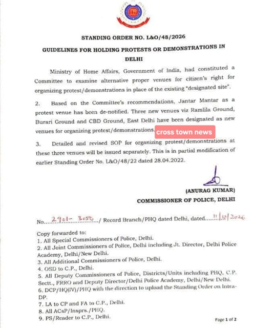 Delhi Police issues guidelines for holding protests or demonstrations