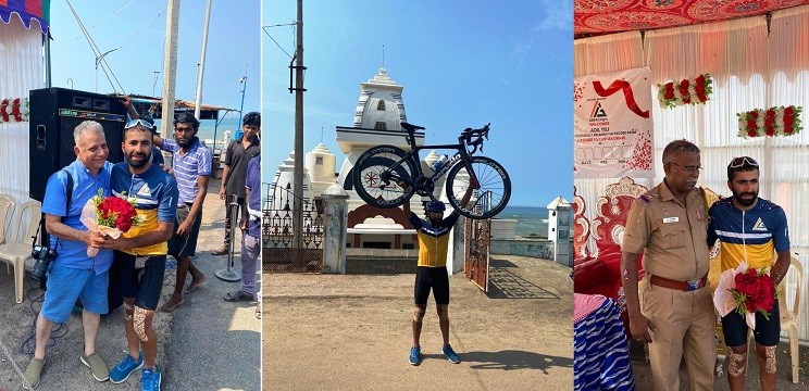 Kashmiri cyclist Adil creates History; Covers 3,600 Kms Kashmir-Kanyakumari distance in 8 days recorded time