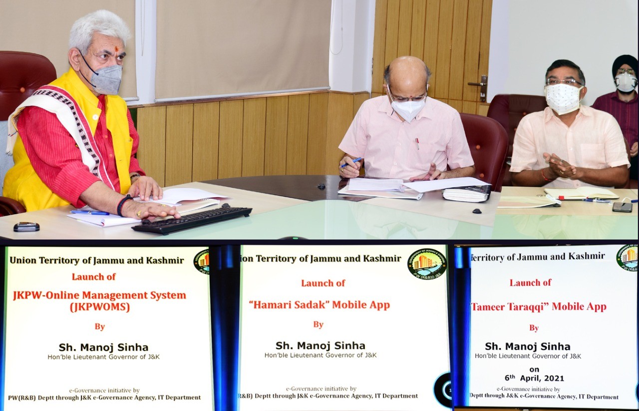 Lt Governor J&K launches “Hamari Sadak†& “Tameer Taraqqi†Mobile Apps of PWD