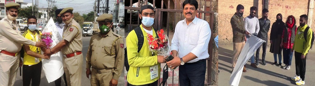 Srinagar youth completes 950 KMs Srinagar-Delhi marathon run in 7 days