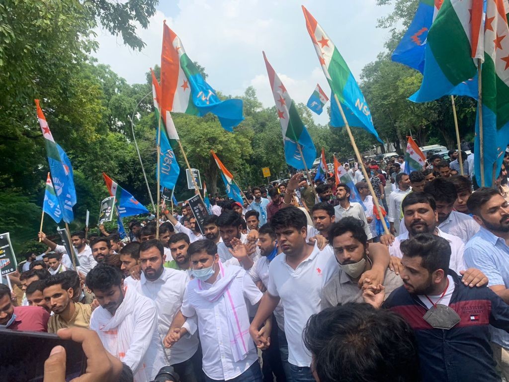  NSUI protests against the JEE-paper leak, demands enquiry under supervision of sitting Supreme Court judge