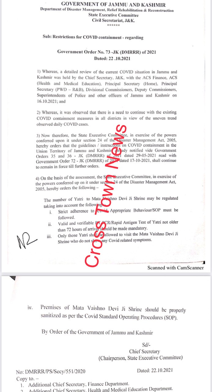 J&K Govt issues new guidelines for Covid measures