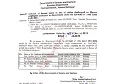 J&K Govt sanctions Earned Leaves of Govt employees in lieu of duties for period of 26 to 30 years