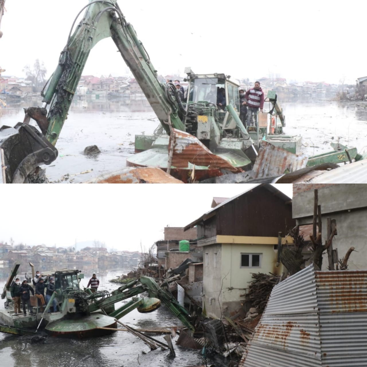 Srinagar Admin presses Watermaster and Motorboats into action to remove encroachment from Gilsar Lake