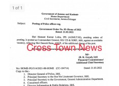 J&K Govt orders postings of IPS Officer