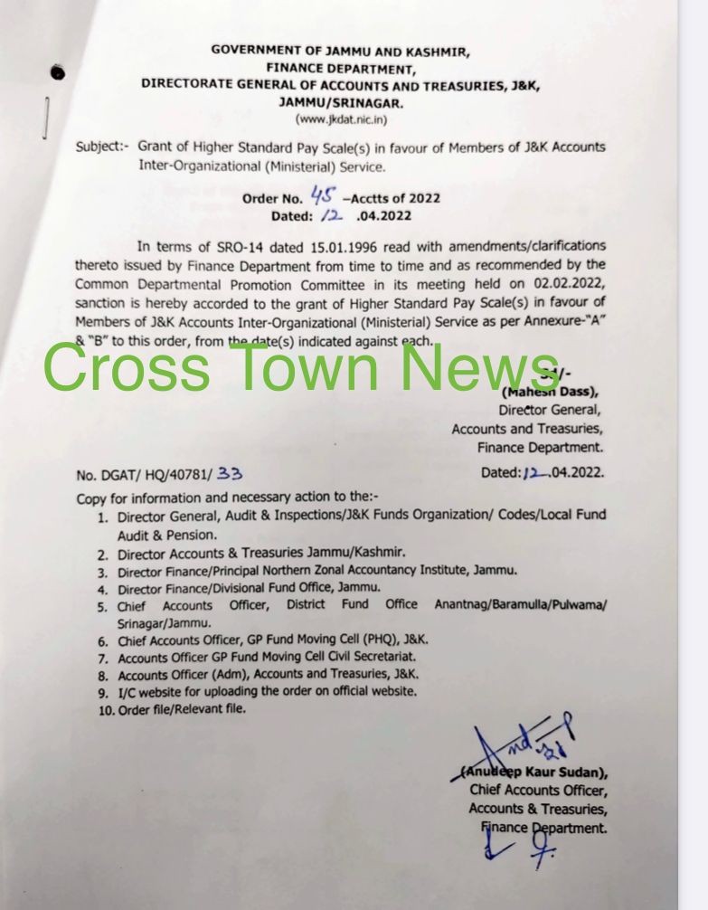 J K Grant Of Higher Standard Pay Scales Cross Town News A Leading 