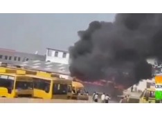 School bus of DPS Jammu catches fire in School premises