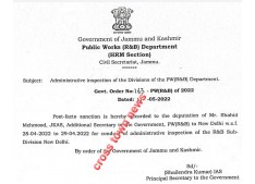 Administrative Inspection of Divisions of PWD Dept J&K