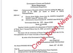 Enhancement of Financial Assistance in favour of WW-II Veterans/Widows