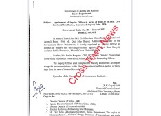 J&K Home Dept appoints Inquiry Officer
