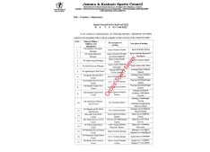 J&K Sports Council orders transfers and postings of 70 Coaches/Officials/Others
