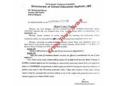 J&K Govt issue show cause notice to a Teacher for un authorized absence for more than 5 years?