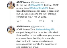 ADGP Jammu promotes 301 Police Officials 
