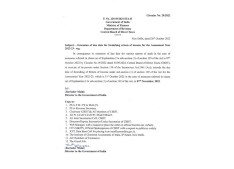 CBDT extends the due date for furnishing Income Tax Return for AY 2022-23 