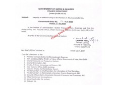 Assigning of Additional charge to Member of J&K Accounts Service